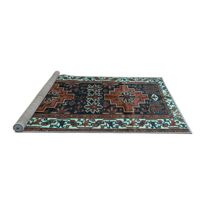 Sideview of Machine Washable Persian Light Blue Traditional Rug, wshtr653lblu