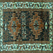 Square Persian Turquoise Traditional Rug, tr653turq