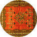 Round Persian Yellow Traditional Rug, tr654yw