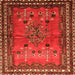 Round Machine Washable Persian Orange Traditional Area Rugs, wshtr654org