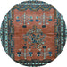 Round Persian Light Blue Traditional Rug, tr654lblu