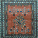 Square Machine Washable Persian Light Blue Traditional Rug, wshtr654lblu