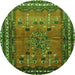 Square Persian Green Traditional Rug, tr654grn