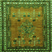 Round Machine Washable Persian Green Traditional Area Rugs, wshtr654grn