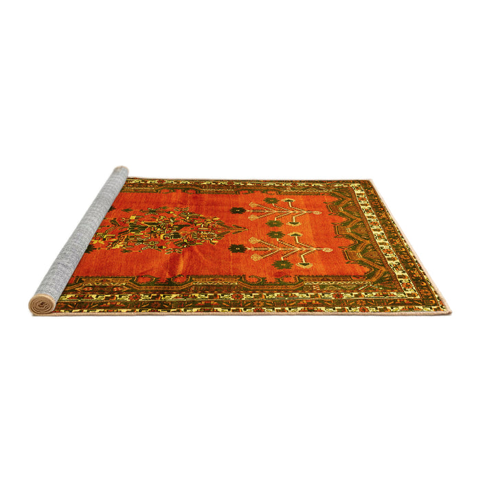 Sideview of Machine Washable Persian Yellow Traditional Rug, wshtr654yw