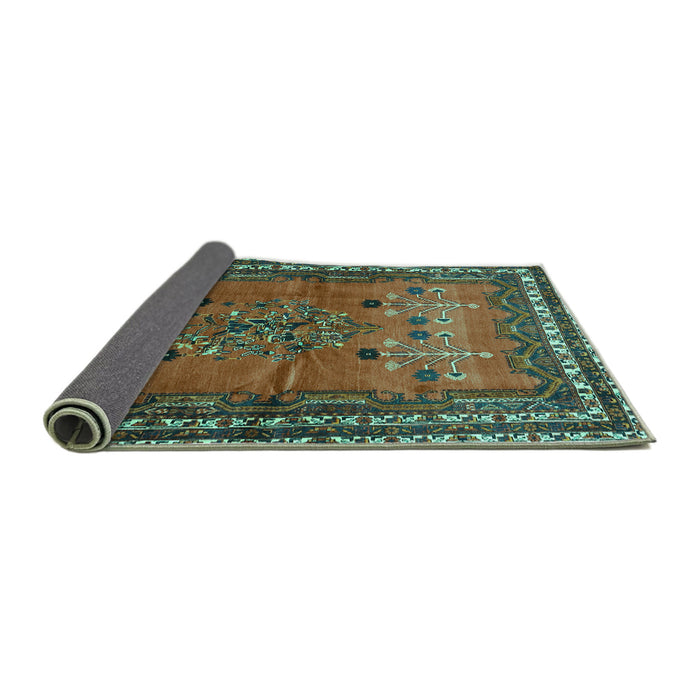 Sideview of Persian Turquoise Traditional Rug, tr654turq