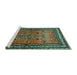 Sideview of Machine Washable Persian Turquoise Traditional Area Rugs, wshtr654turq