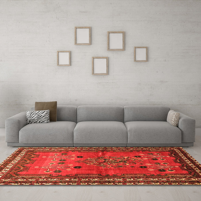 Machine Washable Persian Orange Traditional Area Rugs in a Living Room, wshtr654org