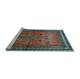 Sideview of Machine Washable Persian Light Blue Traditional Rug, wshtr654lblu