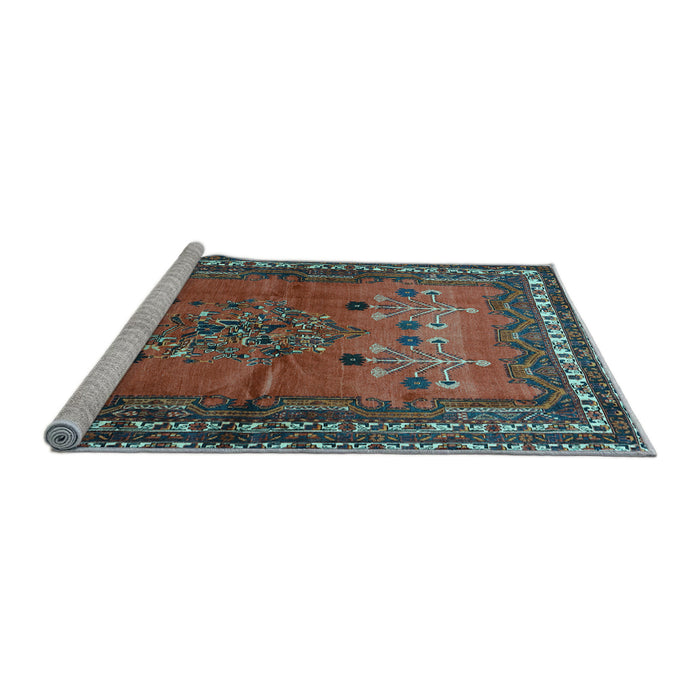 Sideview of Machine Washable Persian Light Blue Traditional Rug, wshtr654lblu