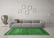 Machine Washable Persian Emerald Green Traditional Area Rugs in a Living Room,, wshtr654emgrn