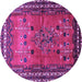 Round Machine Washable Persian Purple Traditional Area Rugs, wshtr654pur