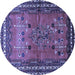 Round Persian Blue Traditional Rug, tr654blu