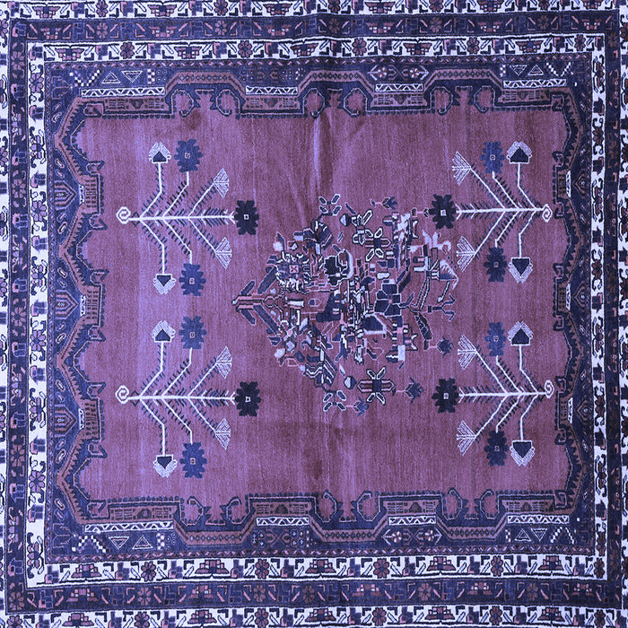 Square Machine Washable Persian Blue Traditional Rug, wshtr654blu