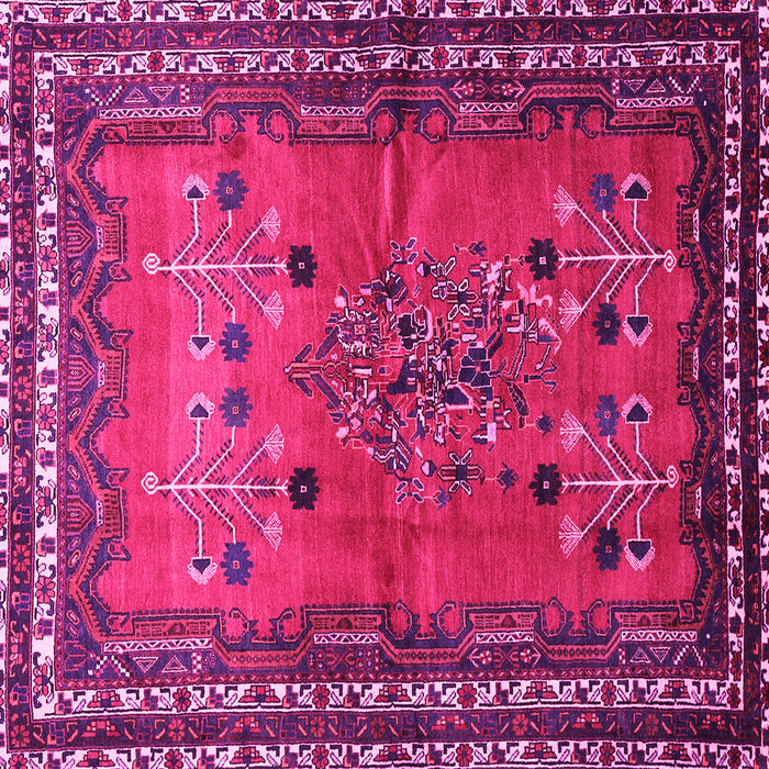 Square Machine Washable Persian Pink Traditional Rug, wshtr654pnk