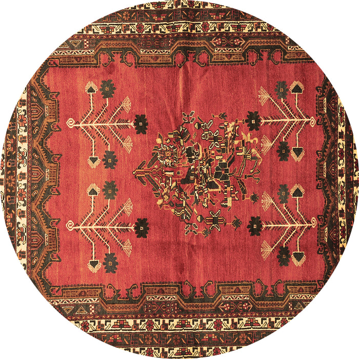 Round Machine Washable Persian Brown Traditional Rug, wshtr654brn