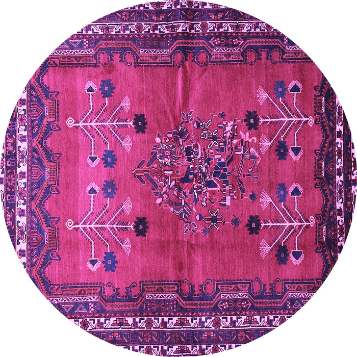 Round Persian Purple Traditional Rug, tr654pur