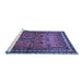 Sideview of Machine Washable Persian Blue Traditional Rug, wshtr654blu