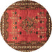 Round Persian Brown Traditional Rug, tr654brn