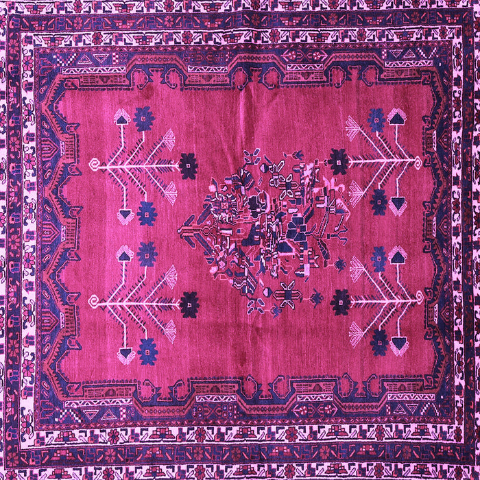 Square Machine Washable Persian Purple Traditional Area Rugs, wshtr654pur