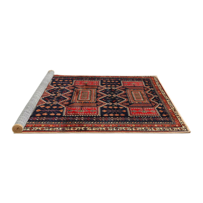 Sideview of Machine Washable Traditional Deep Red Rug, wshtr655
