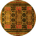 Round Machine Washable Persian Yellow Traditional Rug, wshtr655yw