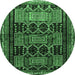 Round Machine Washable Persian Emerald Green Traditional Area Rugs, wshtr655emgrn