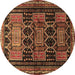 Round Persian Brown Traditional Rug, tr655brn