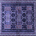 Square Machine Washable Persian Blue Traditional Rug, wshtr655blu