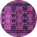 Round Machine Washable Persian Purple Traditional Area Rugs, wshtr655pur