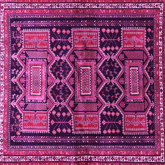 Square Machine Washable Persian Pink Traditional Rug, wshtr655pnk