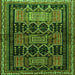 Round Machine Washable Persian Green Traditional Area Rugs, wshtr655grn