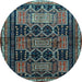 Round Persian Light Blue Traditional Rug, tr655lblu