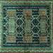 Square Machine Washable Persian Turquoise Traditional Area Rugs, wshtr655turq