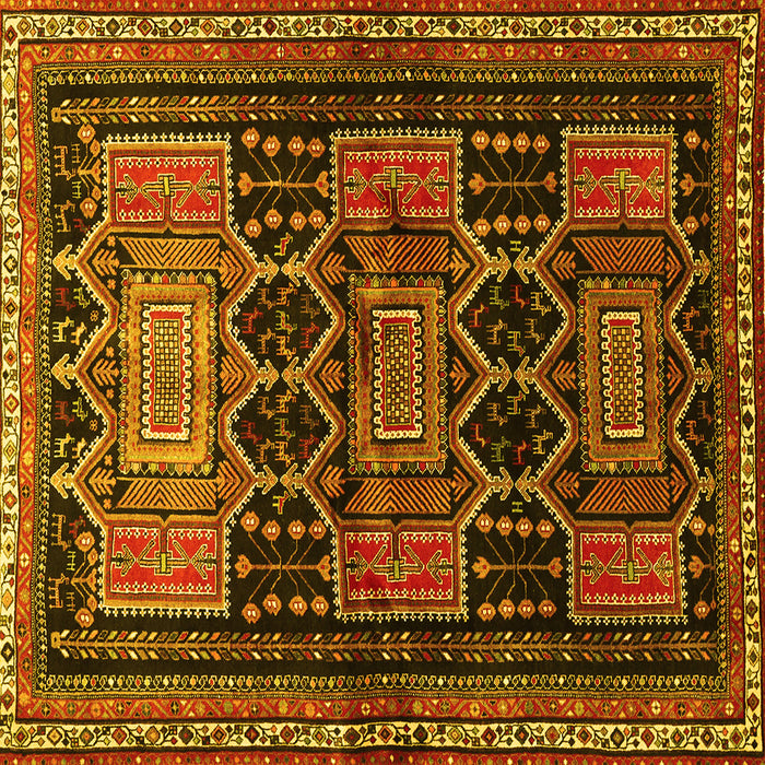 Square Persian Yellow Traditional Rug, tr655yw