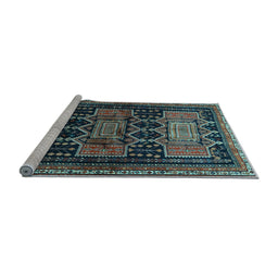 Sideview of Machine Washable Persian Light Blue Traditional Rug, wshtr655lblu