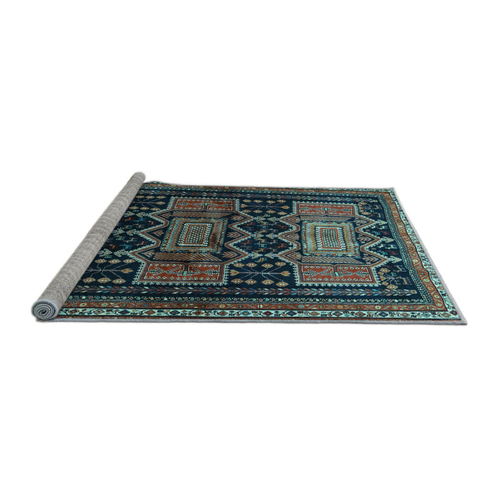 Sideview of Machine Washable Persian Light Blue Traditional Rug, wshtr655lblu