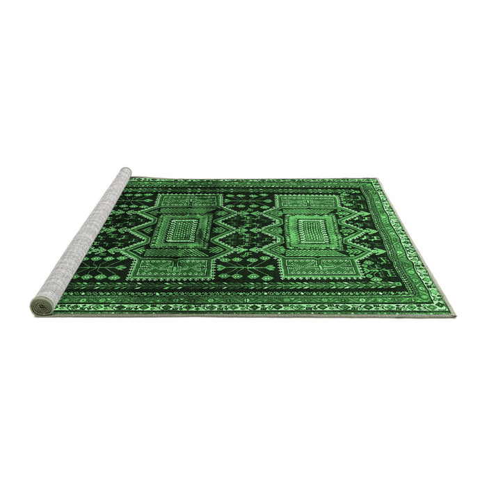 Sideview of Machine Washable Persian Emerald Green Traditional Area Rugs, wshtr655emgrn