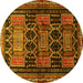 Round Persian Yellow Traditional Rug, tr655yw