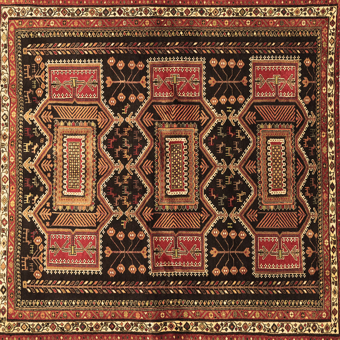 Square Persian Brown Traditional Rug, tr655brn