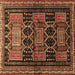 Square Persian Brown Traditional Rug, tr655brn