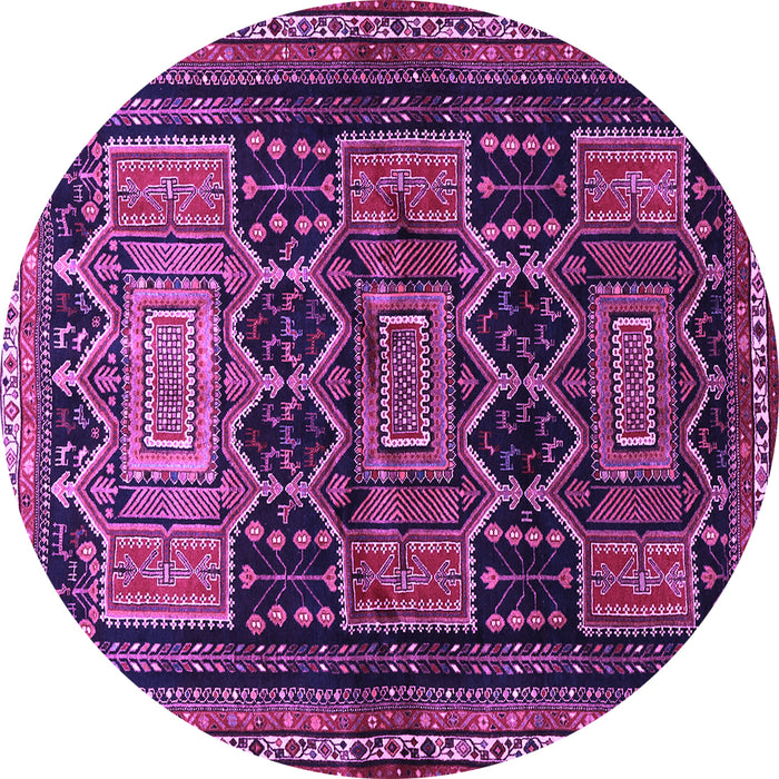 Round Persian Purple Traditional Rug, tr655pur
