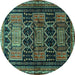 Round Persian Turquoise Traditional Rug, tr655turq
