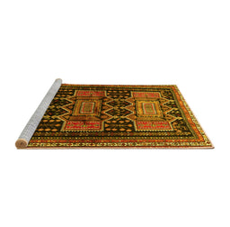 Sideview of Machine Washable Persian Yellow Traditional Rug, wshtr655yw