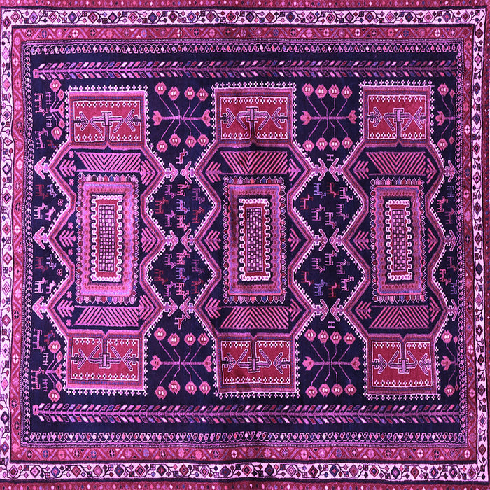 Square Machine Washable Persian Purple Traditional Area Rugs, wshtr655pur