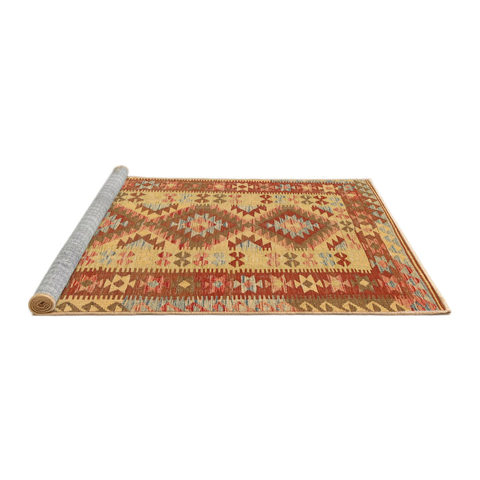 Sideview of Machine Washable Traditional Orange Red Rug, wshtr656