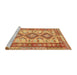 Sideview of Machine Washable Traditional Orange Red Rug, wshtr656