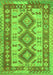 Serging Thickness of Machine Washable Southwestern Green Country Area Rugs, wshtr656grn