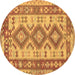 Round Southwestern Brown Country Rug, tr656brn