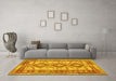 Machine Washable Southwestern Yellow Country Rug in a Living Room, wshtr656yw